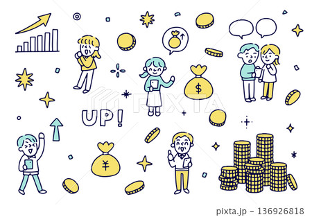 お金についてポジティブなイラストセット 136926818