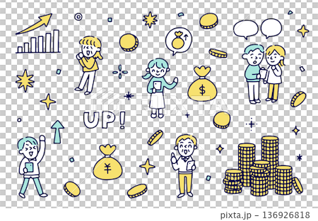 お金についてポジティブなイラストセット 136926818