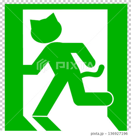 非常口マーク_さり気なくシンプルな猫顔 136927196