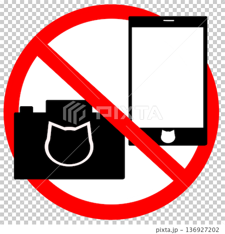 No photography sign (camera + smartphone)_casually simple cat face 136927202