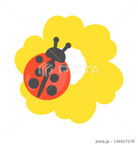 てんとう虫と花のイラスト 136927270