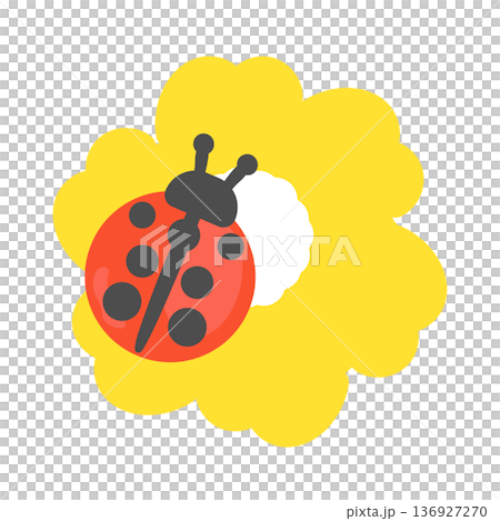 てんとう虫と花のイラスト 136927270