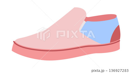 Skate slip on sneaker shoe flat. Bright trendy footwear for skate culture, festival, relaxed streetwear man woman unisex Skate slip on sneaker shoe flat. Bright trendy footwear for skate culture, festival, relaxed streetwear man woman unisex 136927283