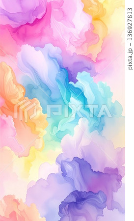 《AI画像》カラフルな水彩画の背景素材 136927813