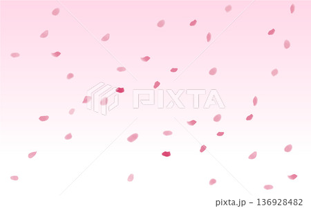 ピンクの手書きの桜の花びらが舞うイラスト ピンクの手書きの桜の花びらが舞うイラスト 136928482