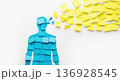 Human silhouette thinking with sticky note ideas 136928545