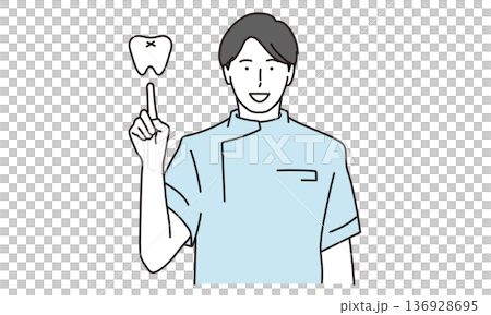 健康牙齒與男牙醫形象設計插畫素材 136928695