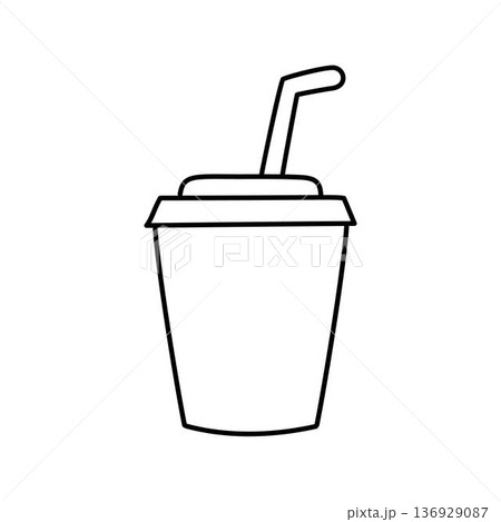 soft drink soda cup outline with straw soft drink soda cup outline with straw 136929087