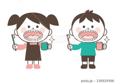 歯磨き上手なきれいな歯の子供 136929366