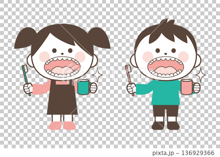 歯磨き上手なきれいな歯の子供 136929366