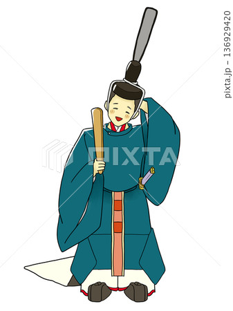 上巳の節句を迎え、にっこりほほえむ、ひな人形の男雛 上巳の節句を迎え、にっこりほほえむ、ひな人形の男雛 136929420