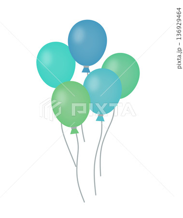 カラフルな風船のイラスト（緑系） 136929464