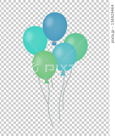 カラフルな風船のイラスト（緑系） 136929464