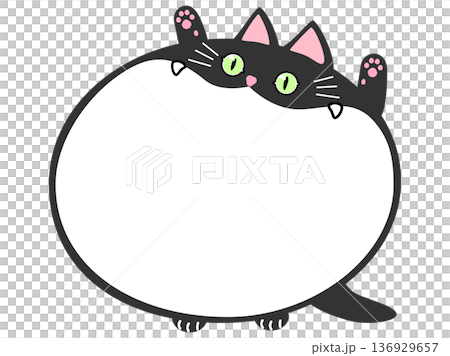猫のフキダシ/大きな口(黒猫、白輪郭線なし) 猫のフキダシ/大きな口(黒猫、白輪郭線なし) 136929657