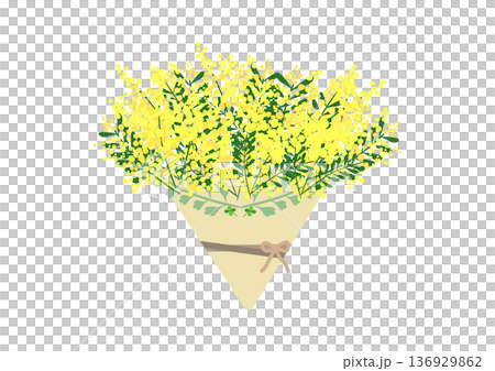 ミモザの花束のイラスト ミモザの花束のイラスト 136929862