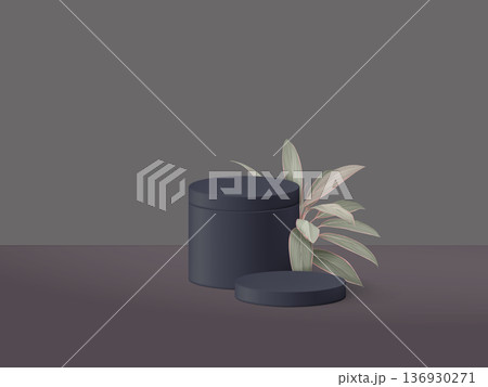 Product display mockup design, pastel circle podium decorated with Cordyline fruticosa firebrand Product display mockup design, pastel circle podium decorated with Cordyline fruticosa firebrand 136930271