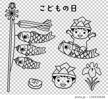 Line art illustration set for Children's Day Line art illustration set for Children's Day 136930686