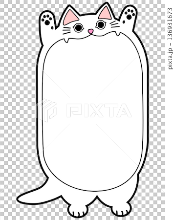 猫型フキダシ（タテ／大きな口の白猫） 136931673