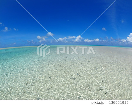 タヒチ・ファカラバの遠浅ラグーンとパウダースノーの白砂ビーチ|透明な海の南国風景 タヒチ・ファカラバの遠浅ラグーンとパウダースノーの白砂ビーチ|透明な海の南国風景 136931933