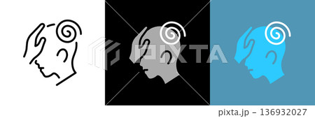 悩む横顔のシンプルなアイコン 136932027
