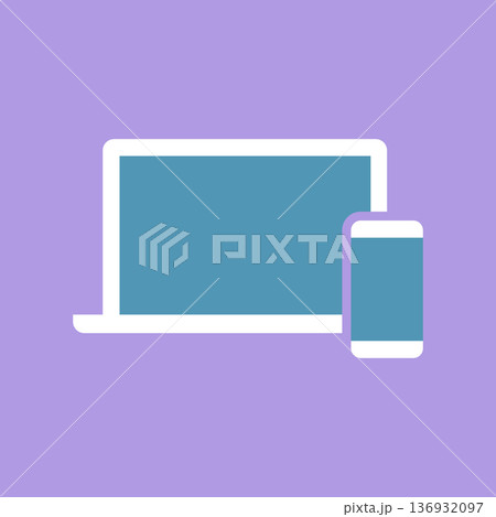 シンプルなデジタルデバイスアイコン シンプルなデジタルデバイスアイコン 136932097