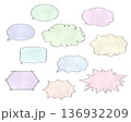 やさしいパステルカラーの吹き出しセット 136932209