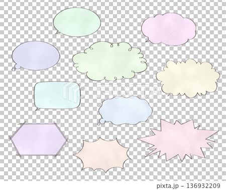 Gentle pastel color speech bubble set 136932209
