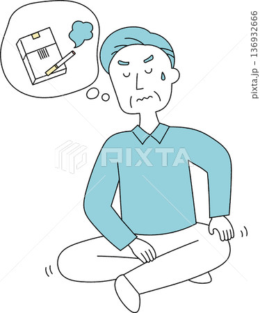 タバコを吸うのを我慢しているシニア男性単色 136932666