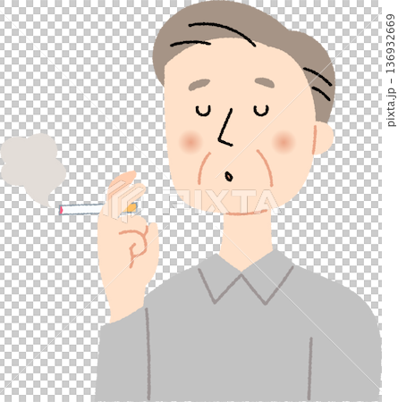 Elderly man smoking a cigarette 136932669
