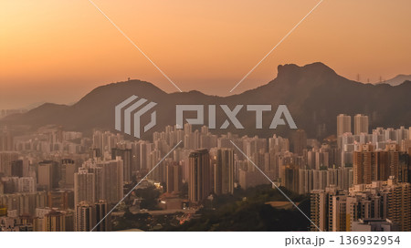 Jan 11 2026 Lion Rock Backdrop Framing Kowloon Urban Skyline in Hong Kong 136932954