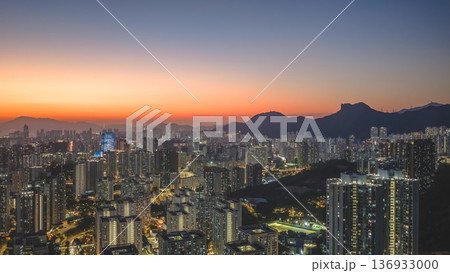 Jan 11 2026 Lion Rock Backdrop Framing Kowloon Urban Skyline in Hong Kong 136933000