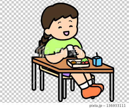 校園生活：亞洲女孩吃飯團 136933111