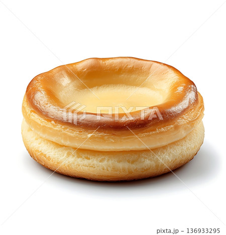Delicious Creamy Custard Tart With Golden Brown Crust Isolated On White Background 136933295