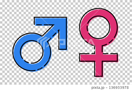 時尚的男女性別符號透明向量素材 136933978