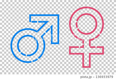 Stylish male and female gender symbols transparent vector material Stylish male and female gender symbols transparent vector material 136933979