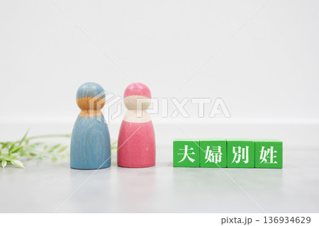 夫婦別姓制度を巡る社会的議論のイメージ。 136934629