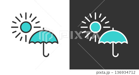 太陽の紫外線カットの線画アイコン 136934712