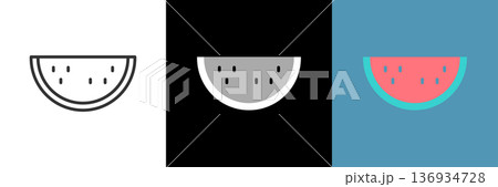 夏の野菜のすいかアイコン 136934728