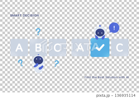 從多個選項中選擇最佳答案的過程。人工智慧比較和決策的向量圖。 從多個選項中選擇最佳答案的過程。人工智慧比較和決策的向量圖。 136935114