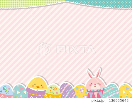 イースターエッグとうさぎのかわいいフレーム 136935643