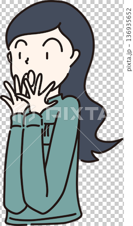 Illustration of a surprised woman in work clothes - green uniform Illustration of a surprised woman in work clothes - green uniform 136935652