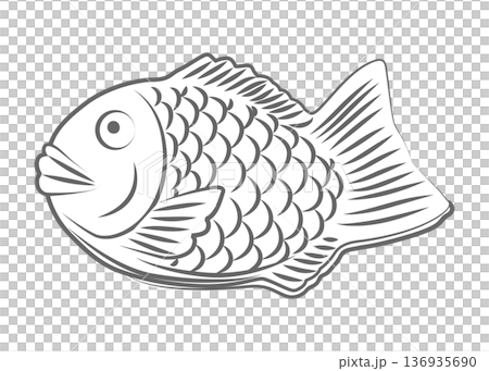 單色鯛魚燒插畫圖示素材 136935690