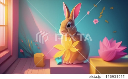 部屋にいるうさぎ 136935935