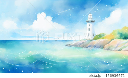 灯台のある風景画 136936671