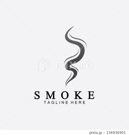 Smoke steam icon logo illustration isolated on white background,Aroma vaporize icons. Smells vector line icon, hot aroma, stink or cooking steam symbols, smelling or vapor 136936901