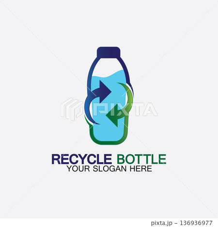 Recycle plastic bottle logo icon vector illustration design.Bottle with recycle symbol. Plastic recycling symbol flat icon-vector illustration 136936977