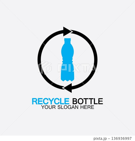 Recycle plastic bottle logo icon vector illustration design.Bottle with recycle symbol. Plastic recycling symbol flat icon-vector illustration Recycle plastic bottle logo icon vector illustration design.Bottle with recycle symbol. Plastic recycling symbol flat icon-vector illustration 136936997