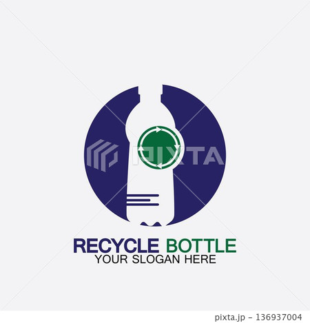 Recycle plastic bottle logo icon vector illustration design.Bottle with recycle symbol. Plastic recycling symbol flat icon-vector illustration 136937004
