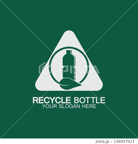 Recycle plastic bottle logo icon vector illustration design.Bottle with recycle symbol. Plastic recycling symbol flat icon-vector illustration 136937021