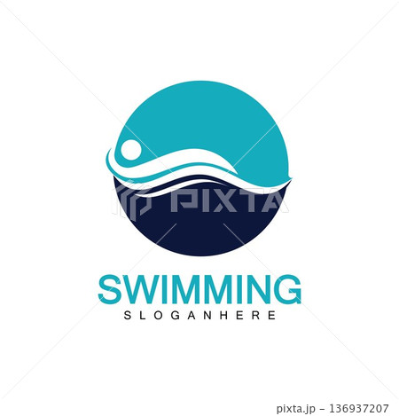 Swimming logo vector illustration design.Swimming Club. Swimmer logo design template Swimming logo vector illustration design.Swimming Club. Swimmer logo design template 136937207